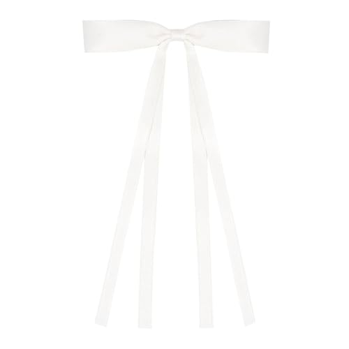 Haarclip Candy Color Ribbon Bow Haarspange Everything Mädchen Clip Clip Haarschmuck (White, One Size) von Feizikaw