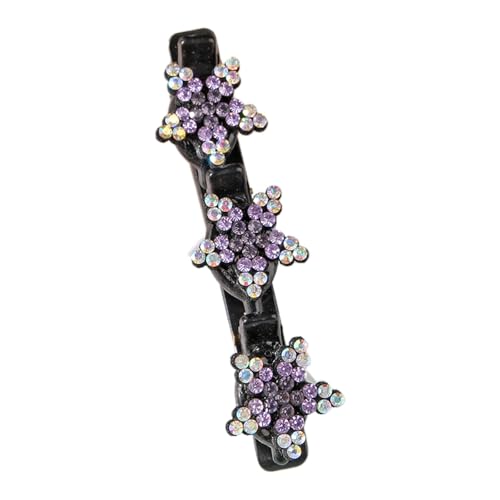 Haarclip Flach Funkelnde geflochtene Haarspangen aus Kristallsteinen. Neue geflochtene Haarspangen für Damen. Kurze Haarspangen. Geflochtene Haarspangen für Damen und Mädchen. (B, 9.6x3x0.6cm) von Feizikaw