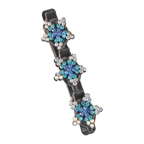 Haarclip Flach Funkelnde geflochtene Haarspangen aus Kristallsteinen. Neue geflochtene Haarspangen für Damen. Kurze Haarspangen. Geflochtene Haarspangen für Damen und Mädchen. (E, 9.6x3x0.6cm) von Feizikaw