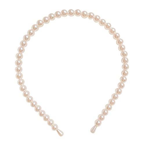 Haarclip Flach Perlen Haarband Super Fee Temperament Dame Haarspange Französisch Retro Mädchen Stirnband Einfache Kopfbedeckung Haarschmuck (A, One Size) von Feizikaw