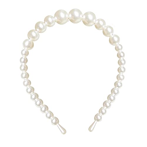 Haarclip Flach Perlen Haarband Super Fee Temperament Dame Haarspange Französisch Retro Mädchen Stirnband Einfache Kopfbedeckung Haarschmuck (C, One Size) von Feizikaw