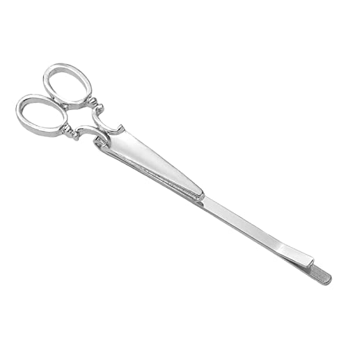 Haarclip Mode Kreative Haarnadel Kopfbedeckung One Word Clip Scherenform Gold Metall Haarnadeln Für Frauen Clips Kopfschmuck Haarschmuck (Silver, One Size) von Feizikaw