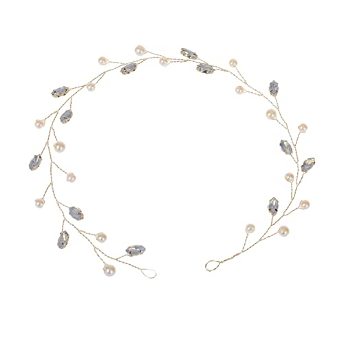 Haarspange Flach Perle Braut Hochzeit Haarrebe Silber Kristall Braut Haarteil Braut Haarschmuck für Frauen Mädchen (A, One Size) von Feizikaw