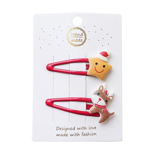Haarspange Haarspangen Kinder Weihnachten Rentier Clips Weihnachtsdeko Haarnadeln Weihnachtshaarspangen Für Kinder Mädchen Frauen Weihnachten Mädchen Haarnadeln Set (D, 6x6x1) von Feizikaw