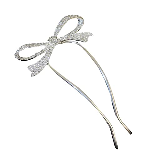 Haarspangen Damen Metall Strass Luxus U-förmige Haarspange Bogen Haarnadel Temperament Elegant Kamm Haar Werkzeug Kopfbedeckung Süßes Styling (B, One Size) von Feizikaw