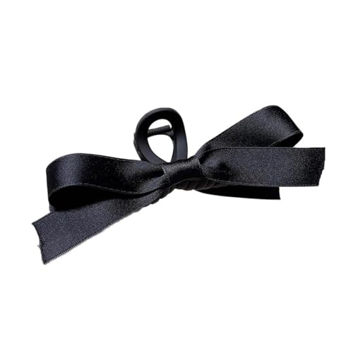 Haarspangen für Damen Seidige Haarspangen mit Schleife Satin, große Haarspangen, große schwarze Haarspange mit Schleife, Zubehör für Frauen, französische Haarspangen mit weichem (Black, One Size) von Feizikaw