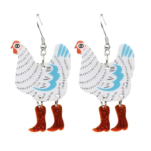 Halloween -Zubehör Halloween Ohrringe Acryl Huhn Ohrringe Lustige süße Huhn zierliche Schmuck Zubehör für den täglichen B (D, 5.7x3cm) von Feizikaw