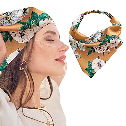 Mit Haar bedruckt 1 Schal Stück Kopftuch Krawatten Bandanas Haar Stirnbänder Boho Haarpflege Silk Scrunchie (Orange, One Size) von Feizikaw
