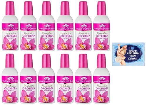 12er-Pack Giardino dei Sensi Profumo Romantica Orchidea,Parfum für Frauen Romantische Orchidee 100ml + 1er-Pack Kostenlos Felce Azzurra Talkumpuder, 100g-Beutel von Felce Azzurra