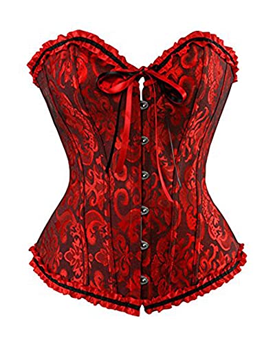 Damen-Korsetts, sexy Brokat, Überbrustkorsett mit Schnürung, Korsettstäbchen, Shapewear-Outfit, 6X-Large von Felcia