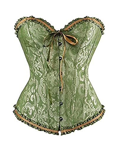 Damen-Korsetts, sexy Brokat, Überbrustkorsett mit Schnürung, Korsettstäbchen, Shapewear-Outfit, B-grün, 46 von Felcia