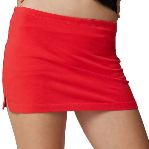Damen Micro Minirock, sexy, einfarbig, niedrige Taille, schmale Passform, Bleistiftrock, dehnbar, eng, kurzer Rock für Club-Ausgehen, B-Rot, L Damen Micro Minirock, sexy, einfarbig, niedrige Taille, schmale Passform, Bleistiftrock, dehnbar, eng, kurzer Rock für Club-Ausgehen, B-Rot, L von Felcia
