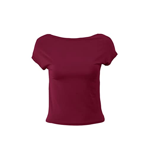 Damen Sexy rückenfreie Crop Tops Mode Cut Out Slim Fit T-Shirt Y2K Kleidung Club Party Streetwear, rot (a), M von Felcia