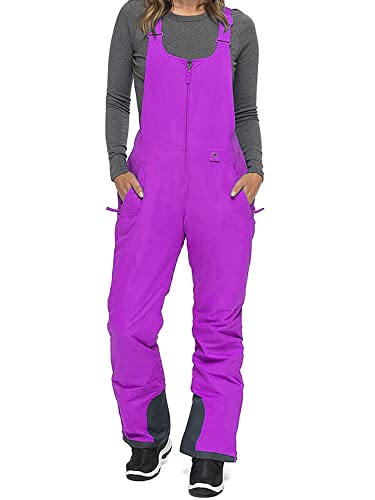 Felcia Ärmelloser Ski-Overall, wasserdicht, Schnee-Lätzchen, Skihose, Schneeanzüge, Winter, isoliert, verstellbarer Overall, A-purple, XL von Felcia