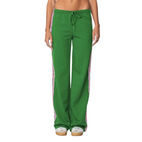 Felcia Damen-Sweathose mit weitem Bein, lässig, lockere Seitenstreifen, Jogginghose, gemütlich, Kordelzug, Trainingshose, Streetwear, A-grün, L Felcia Damen-Sweathose mit weitem Bein, lässig, lockere Seitenstreifen, Jogginghose, gemütlich, Kordelzug, Trainingshose, Streetwear, A-grün, L von Felcia