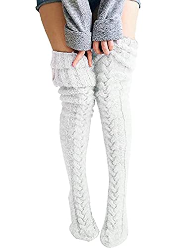 Frauen Lange Stiefelstrumpf Twist Strick über scharfe Socken Einfarbig Winter Warme Leggings Socken von Felcia