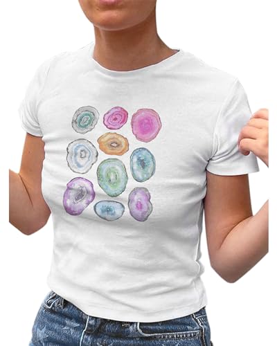 Y2K Baby-T-Shirts für Damen, lässig, schmale Passform, Schleife, Obst-Grafikdruck, bauchfreies Top, Sommer, Rundhalsausschnitt, Flügelärmel, zum Ausgehen, C-Pilz, M Y2K Baby-T-Shirts für Damen, lässig, schmale Passform, Schleife, Obst-Grafikdruck, bauchfreies Top, Sommer, Rundhalsausschnitt, Flügelärmel, zum Ausgehen, C-Pilz, M von Felcia