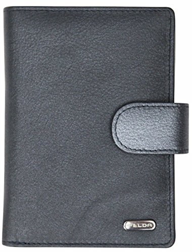 FELDA - Damen Geldbörse mit 23 Kartenfächern & Münzfach - RFID-Blocker - aus Echtleder - groß - Dunkelblau Metallic Mehrfarbig von FELDA