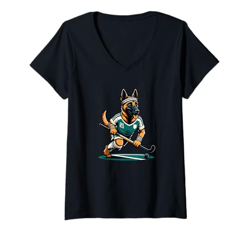 Damen Deutscher Schäferhund Hockey Spieler 21 Feldhockey Team T-Shirt mit V-Ausschnitt Damen Deutscher Schäferhund Hockey Spieler 21 Feldhockey Team T-Shirt mit V-Ausschnitt von Feldhockey Deutscher Schäferhund Team Nummer 21