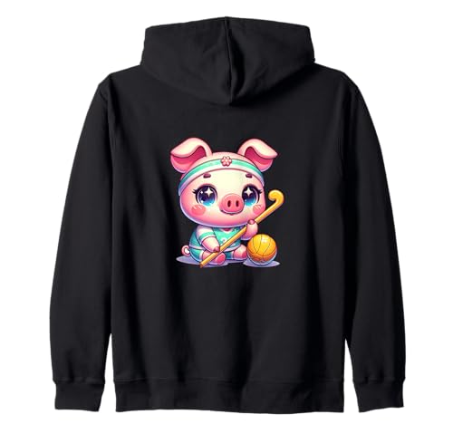 Süßes Schwein Feldhockey Spieler Cartoon Kinder Kapuzenjacke Süßes Schwein Feldhockey Spieler Cartoon Kinder Kapuzenjacke von Feldhockey Schweinchen Niedlich Sport Kinder