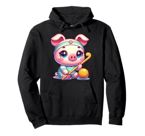Süßes Schwein Feldhockey Spieler Cartoon Kinder Pullover Hoodie Süßes Schwein Feldhockey Spieler Cartoon Kinder Pullover Hoodie von Feldhockey Schweinchen Niedlich Sport Kinder