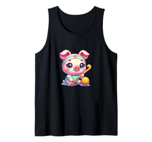 Süßes Schwein Feldhockey Spieler Cartoon Kinder Tank Top Süßes Schwein Feldhockey Spieler Cartoon Kinder Tank Top von Feldhockey Schweinchen Niedlich Sport Kinder