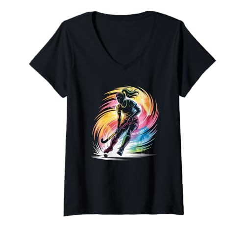 Damen Feldhockey Spielerin Damen Zubehör Feldhockey T-Shirt mit V-Ausschnitt Damen Feldhockey Spielerin Damen Zubehör Feldhockey T-Shirt mit V-Ausschnitt von Feldhockey Spieler Mädchen Geschenk Feldhockey