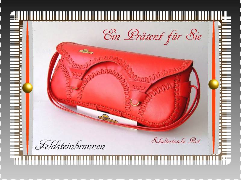 Umhängetasche Schultertasche Aus Echtem Leder Typ B04 Rot von Feldsteinbrunnen2