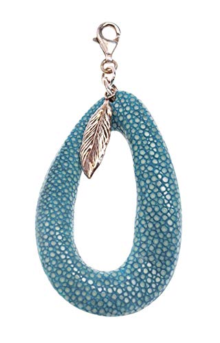 Felex Rochenleder Anhänger Peacock Blue Polished / 925 Sterling Silber/Wavy Tropfen 55mm Felex Rochenleder Anhänger Peacock Blue Polished / 925 Sterling Silber/Wavy Tropfen 55mm von Felex