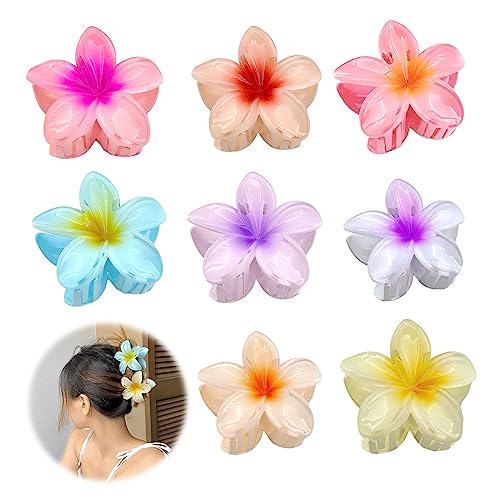 Feliciay Blumen Haarklammer, Niedliche Acryl Haarklammern für Frauen Haar, Hawaii Rutschfeste Haar Jaw Clips Haarstyling Zubehör, Rutschfeste Haarspange zum Fixieren von Haaren (8 Stück 8cm) von Feliciay