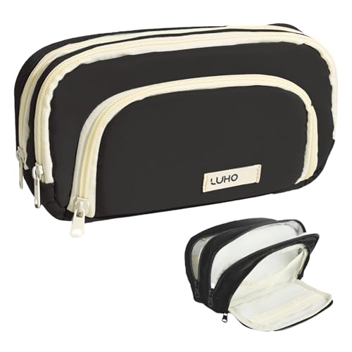 Feliciay Federmäppchen,Groß Speicherkapazität Federtasche,Multifunktionales Mäppchen,Ästhetisches Federmäppchen mit 3 Fächern,Wasserdicht Federmäppchen,Ideal für Kinder Jugendliche Studenten(Schwarz) von Feliciay