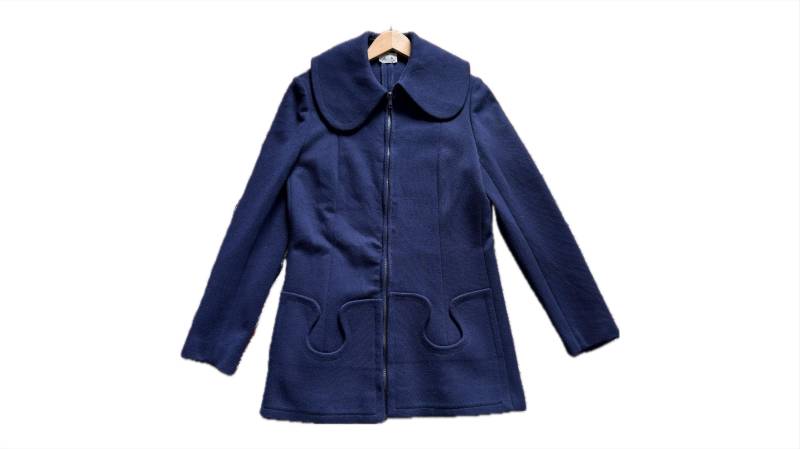 60S Luisa Spagnoli Jacke Wolle Blau Space Age von FelicitasEnkel