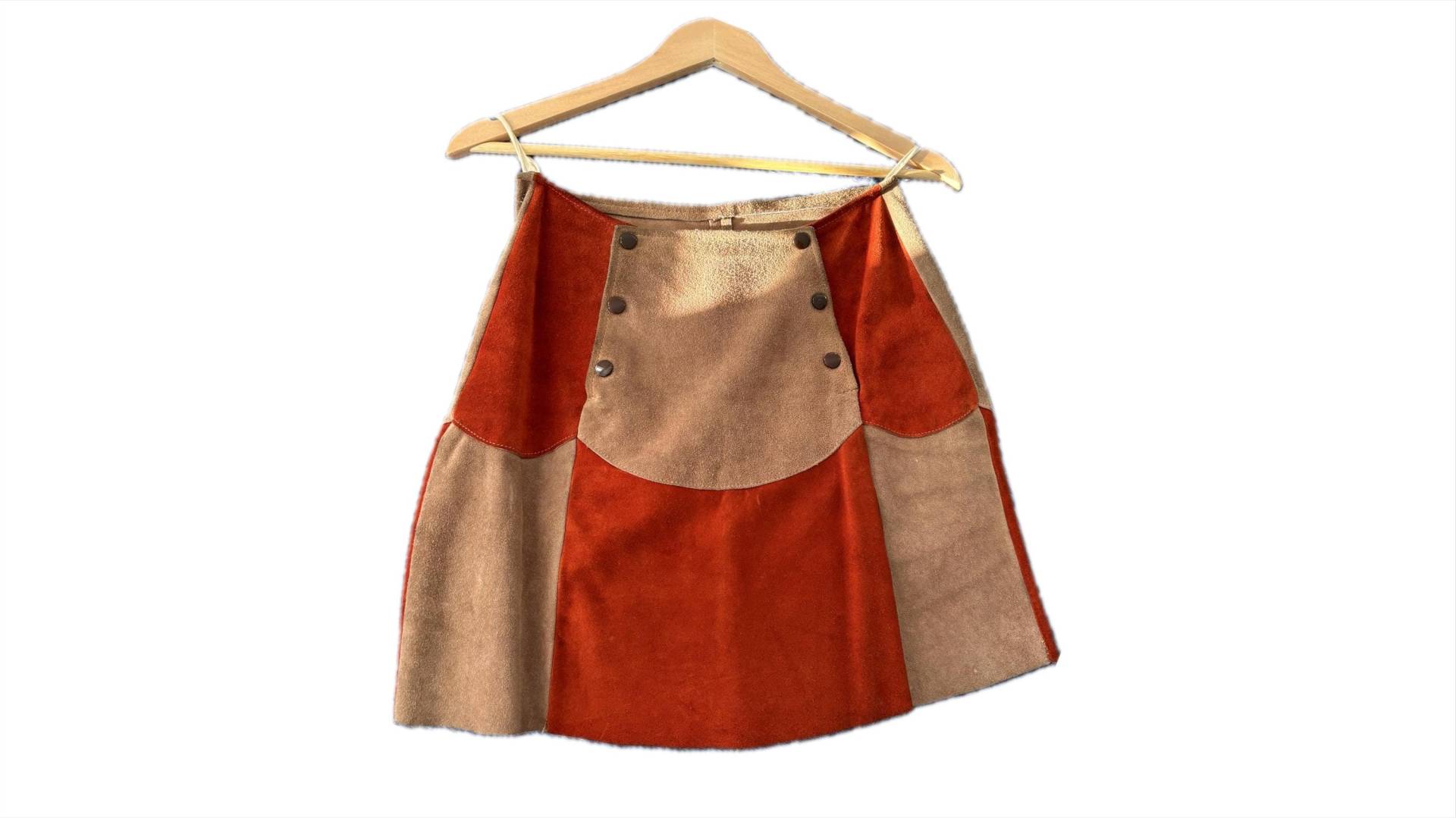 70S Leather Skirt Patchwork Hippie Boho Wildleder von FelicitasEnkel