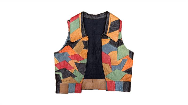 70S Patchwork Leder Weste Xs Hippie Boho von FelicitasEnkel