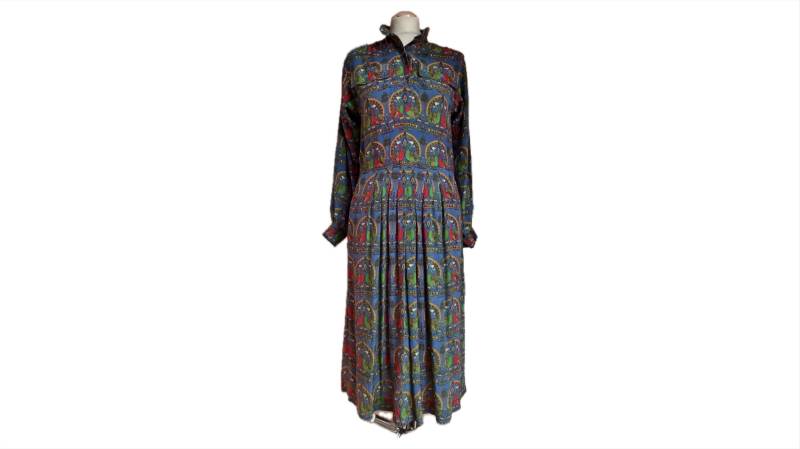 Peacock/ Silk 70S Seidenkleid Michele Domercq Mit Pfauen Print von FelicitasEnkel