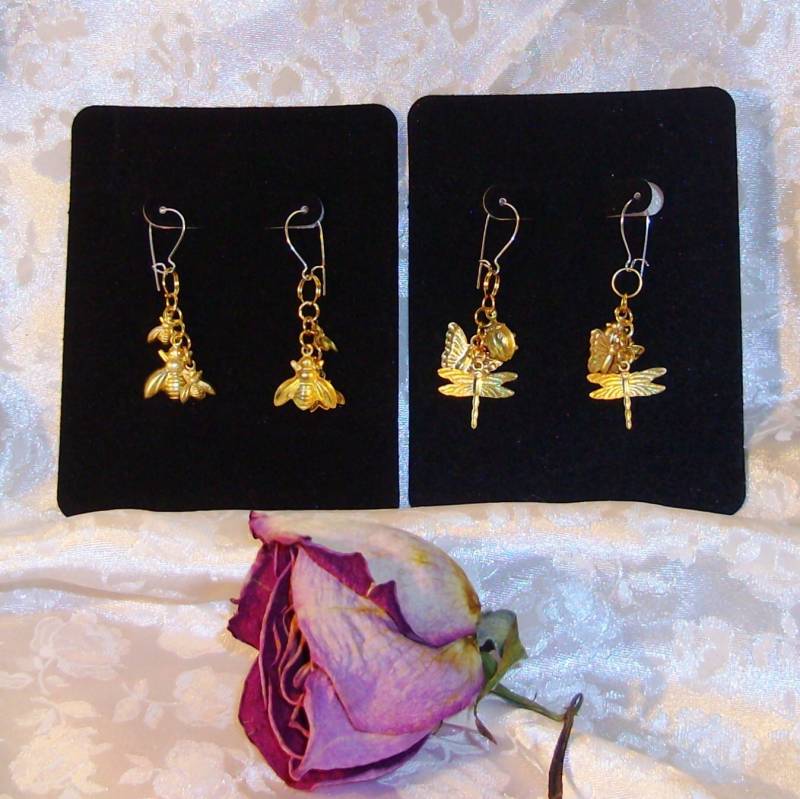 Alle Afluter, Messing Charms, Schmetterling, Libelle, Marienkäfer, Bienen, Ohrringe, Ring, Sterling Ohrhänger von FelicityRoseBlessing