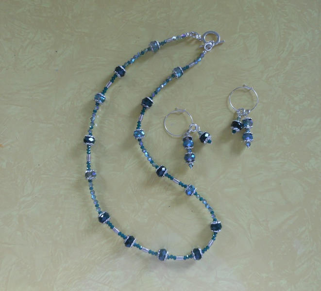 Aqua Und Grünen Kristall Perle Halskette Ohrringe Set Aqua Und Grünen Kristall Perle Halskette Ohrringe Set von Felicitygrace55