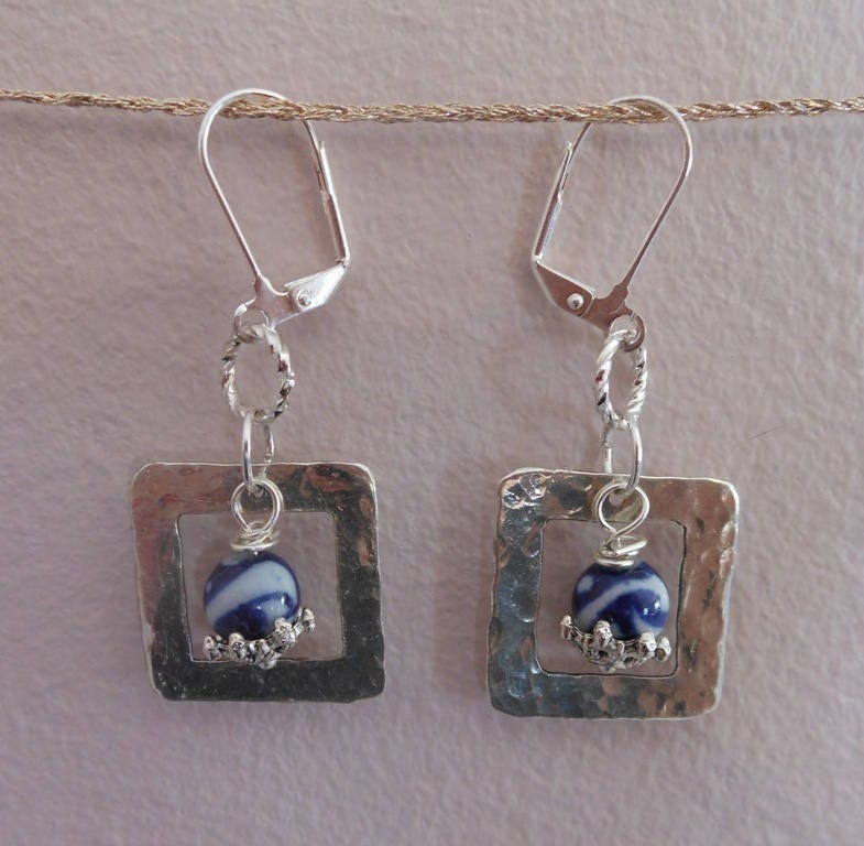 Handgefertigte Sterling Silber & Porzellan Ohrringe von Felicitygrace55