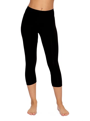 Felina | Cotton Modal Capri Leggings | Super Soft | Lightweight (Black, Medium) von Felina