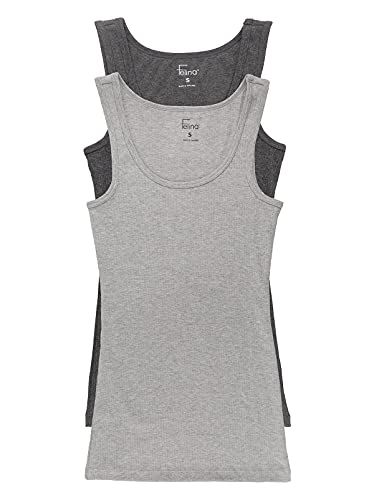 Felina Geripptes Tanktop aus Baumwolle, 2er-Pack, dunkles grau, Groß Felina Geripptes Tanktop aus Baumwolle, 2er-Pack, dunkles grau, Groß von Felina