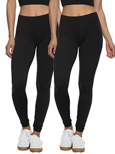 Felina Samtweiche superweiche leichte Leggings für Frauen - Yogahose Workout-Kleidung, schwarz, Groß von Felina