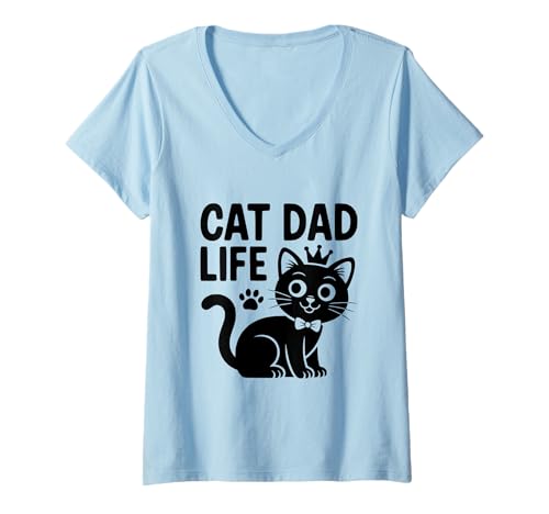 Damen Cat Dad Life Humor für stolze Katzenväter und Katzenliebhaber T-Shirt mit V-Ausschnitt Damen Cat Dad Life Humor für stolze Katzenväter und Katzenliebhaber T-Shirt mit V-Ausschnitt von Feline Affectionate Cat Dad Apparel Collection