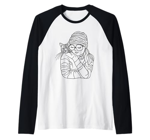 Katze Kätzchen Kunst Mädchen mit getigerten Katzen Zeichnung Raglan Katze Kätzchen Kunst Mädchen mit getigerten Katzen Zeichnung Raglan von Feline Designs