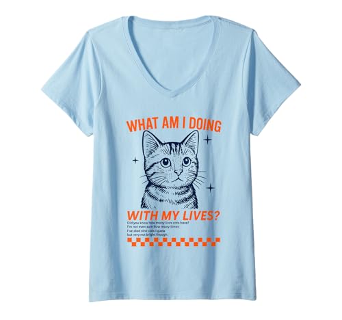 Damen Funny Cat Lives Spruch für Katzenliebhaber T-Shirt mit V-Ausschnitt Damen Funny Cat Lives Spruch für Katzenliebhaber T-Shirt mit V-Ausschnitt von Feline Fun