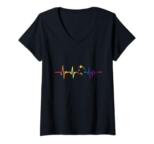 Damen Herzschlag Katzenliebhaber-Silhouette niedlich T-Shirt mit V-Ausschnitt Damen Herzschlag Katzenliebhaber-Silhouette niedlich T-Shirt mit V-Ausschnitt von Feline Lovers Gift Shirts
