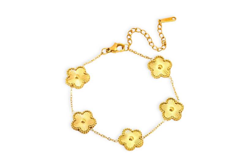 Felino Armband Blume Kleeblatt Glück Liebe Armkette Gold Schwarz Damen Frauen (Schmuckbeutel), Glücksbringer, Deutsche Marke von Felino