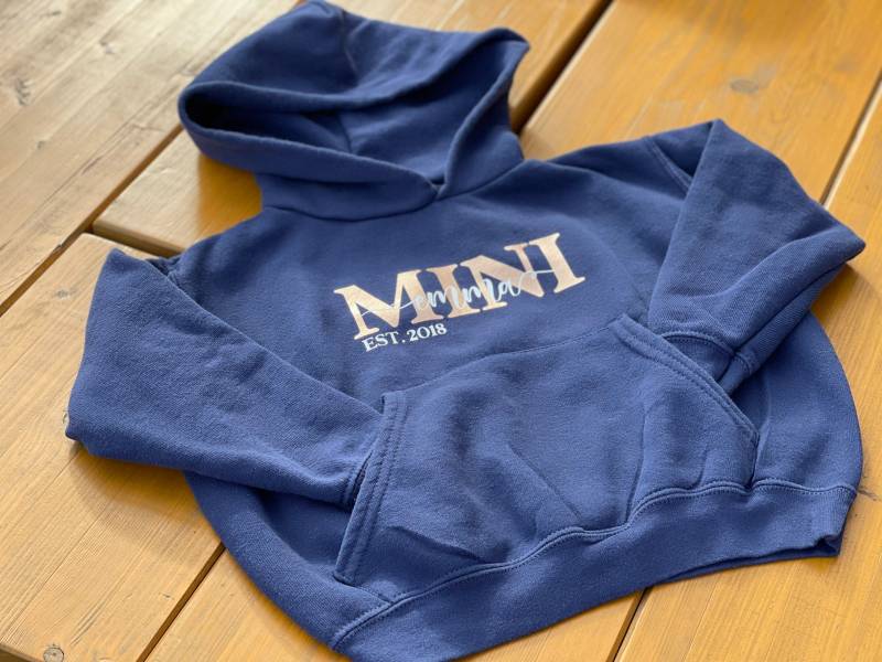 2Er Hoody Set Für Die Minis/Personalisierte Geschwister Hoodys Geschenk Vater/ Dad Mom Mama Kapuze Pullover Familie Schwarz von FelinusDruck