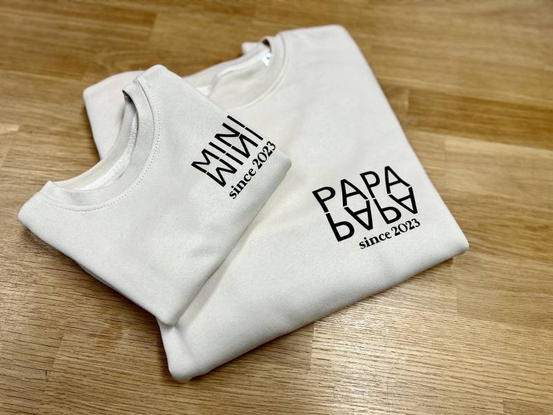 2Er Pullover Set Papa + Mini/Personalisierte Pullis Geschenk Vater Vatertag Dad Sweatshirt Familie Weiß von FelinusDruck
