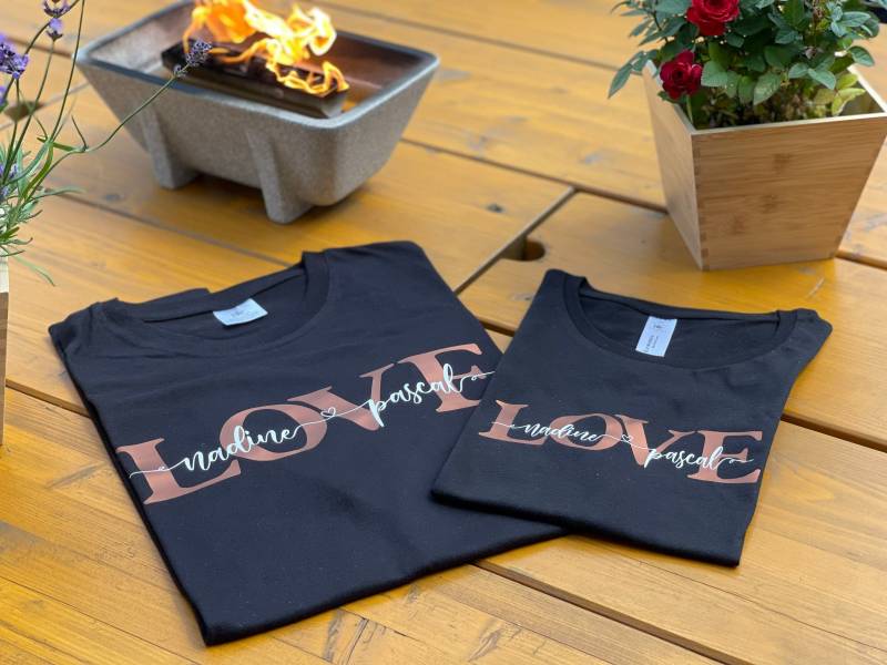 2Er Shirt-Set/Love Jahrestag Hochzeitstag Freundin Personalisierte Paar T-Shirts Geschenk Boyfriend Girlfriend Bff von FelinusDruck