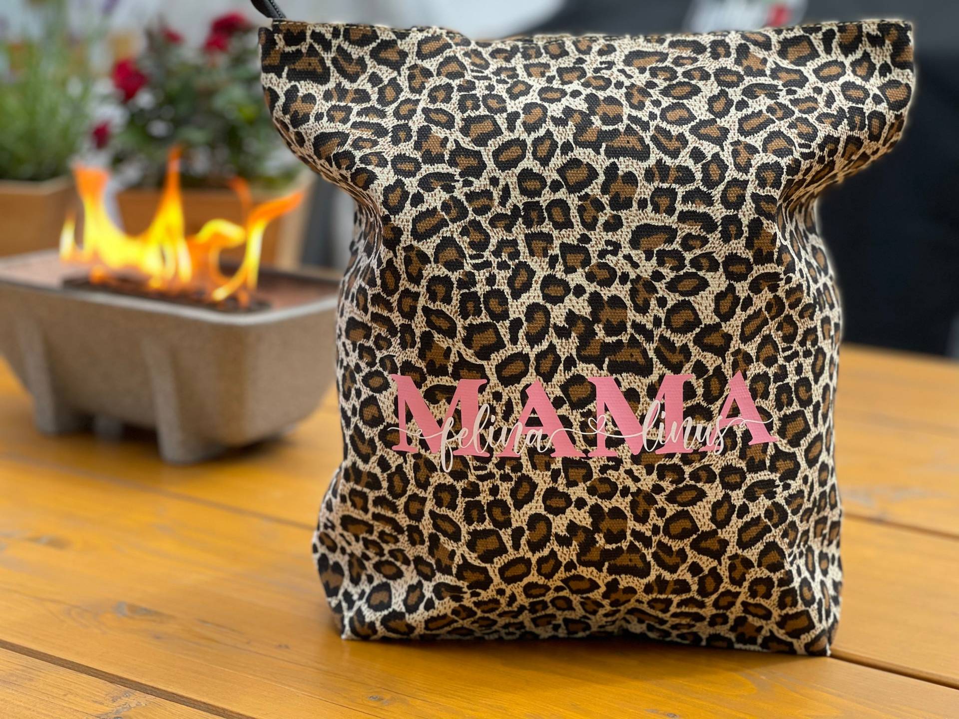 Leo Tasche Personalisiert/Leopard Bag/ Shopper Reißverschluss Mama Oma Muttertag Tragetasche Einkauf von FelinusDruck